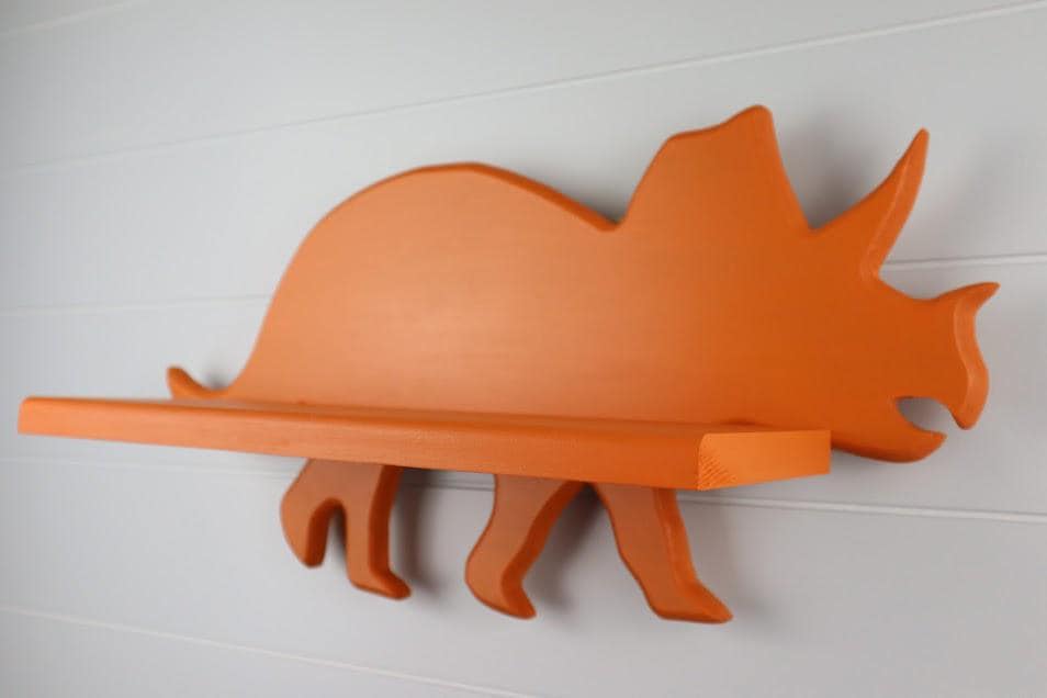Hand-Crafted Triceratops Shelf: MDF and Solid Wood Children's Decor
