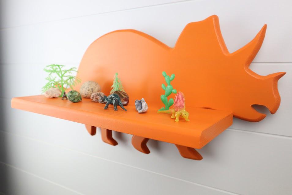 Hand-Crafted Triceratops Shelf: MDF and Solid Wood Children's Decor