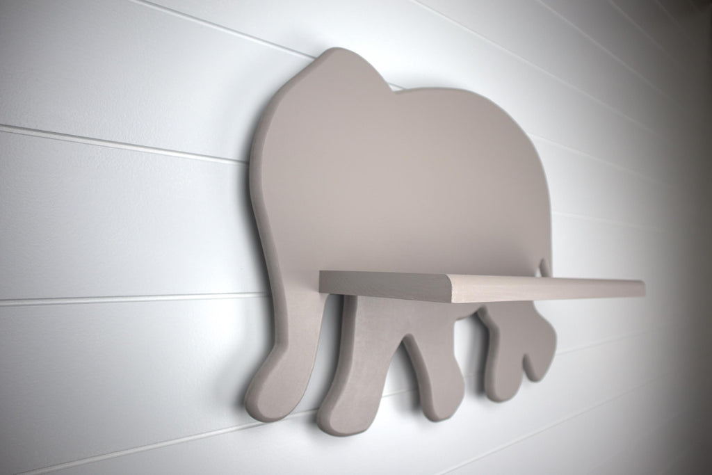 Hand Crafted Elephant Children's Shelf, MDF and Solid Wood Design
