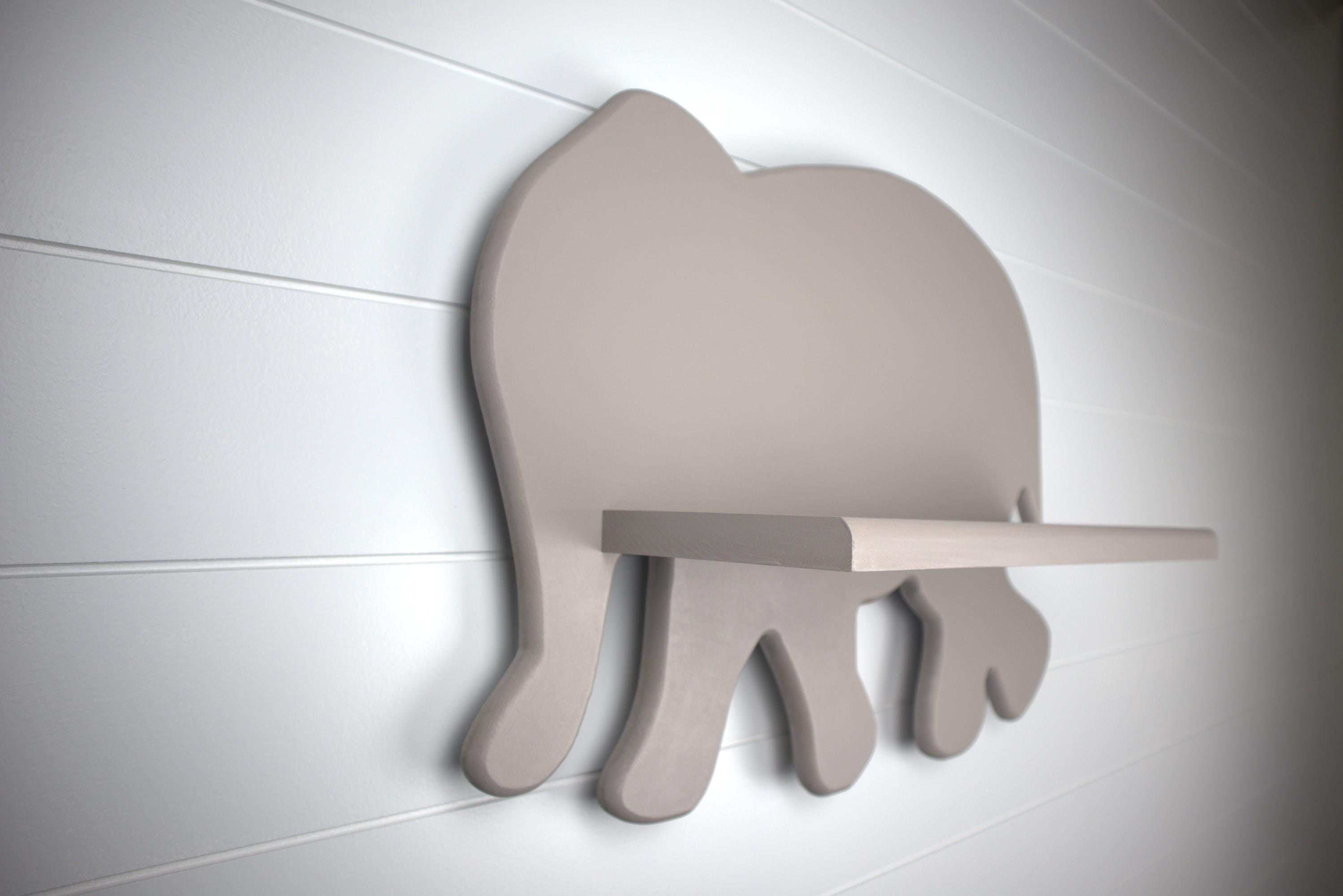Hand Crafted Elephant Children's Shelf, MDF and Solid Wood Design
