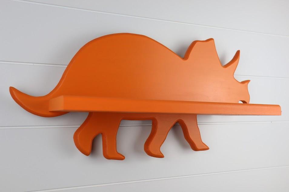 Hand-Crafted Triceratops Shelf: MDF and Solid Wood Children's Decor