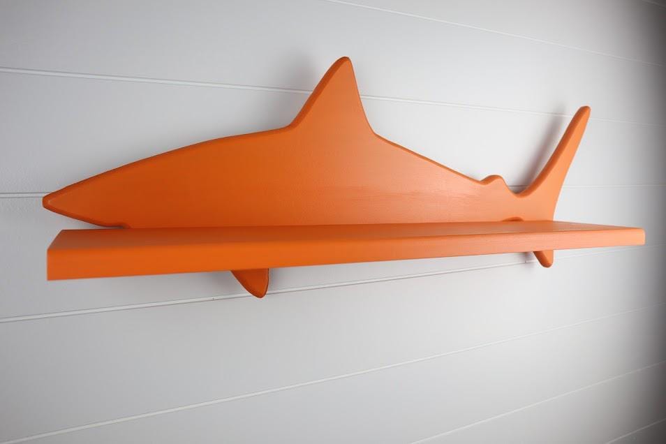 Hand-Crafted Shark Shelf for Children's Room, MDF and Solid Wood Storage
